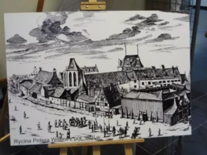 Rycina szkoły fechtunku w Gdańsku, wystawa z okazji 20-lecia PTS