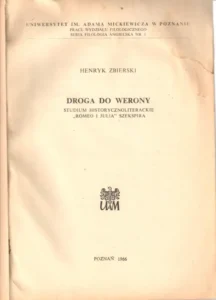 Publikacja naukowa prof. Zbierskiego Droga do Werony